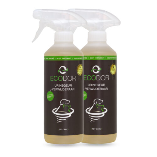 DUO-pack Ecodor UF2000 4Pets – Twee 500ml flessen voor krachtige en langdurige urinegeurverwijdering bij huisdieren.